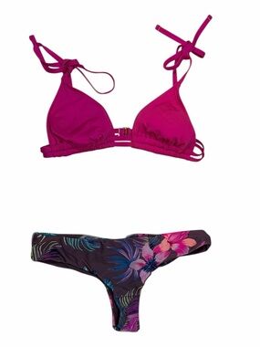Raisins Purple Swim Set with Pink and Teal Floral Accents